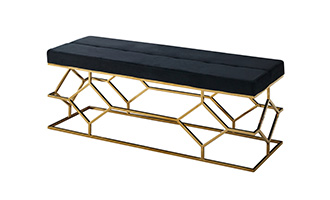 gold stainless steel bench with velet seat