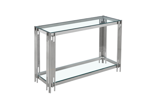 modern BALCK GLASS  console tables stainless steel