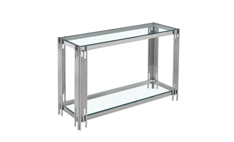 modern BALCK GLASS  console tables stainless steel