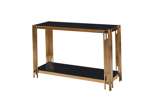 modern BALCK GLASS  console tables stainless steel