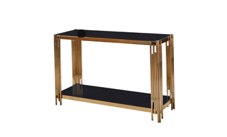 modern BALCK GLASS  console tables stainless steel