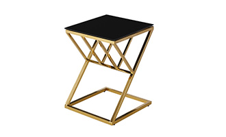 hot sale side table with gold leg and black glass