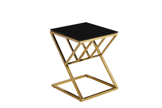 hot sale side table with gold leg and black glass